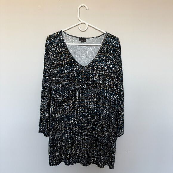 J. Jill Wearever Womens Top Large Abstract Colorful Stretch Casual Office Work - Picture 1 of 5